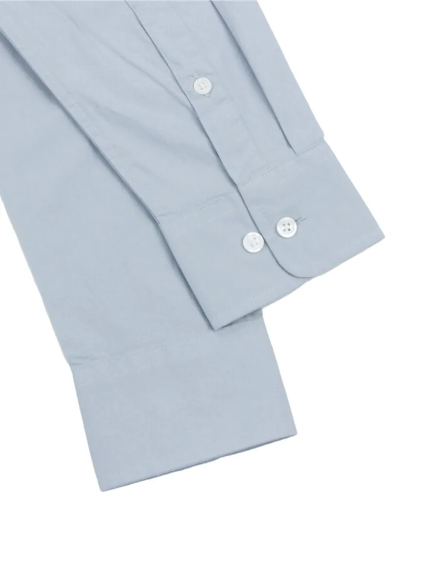 GIORDANO Men s Slim Fit Long Sleeve Stretch Shirt (Poplin)  Light Blue