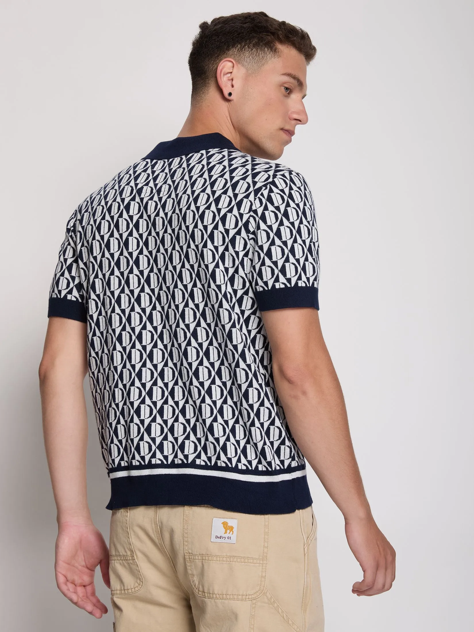 DEFRY 01 Men Sweater Short Sleeves 2507EASM070 Navy