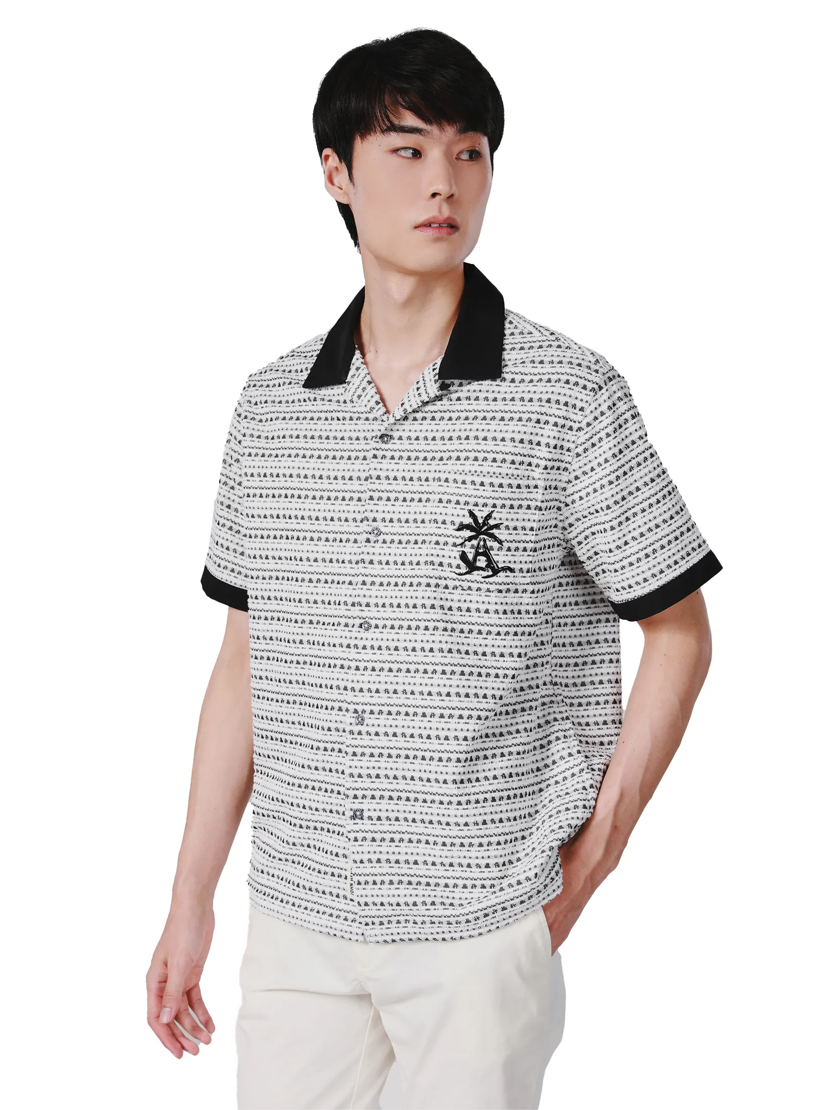 JOHN HENRY Men s Short Sleeves Hawaii Shirts (Relaxed Fit) SONGKRAN FESTIVAL Black