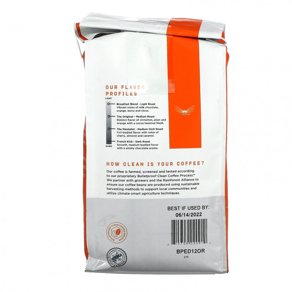 BulletProof, кофе, оригинальный, молотый, средней обжарки, 340 г (12 унций)