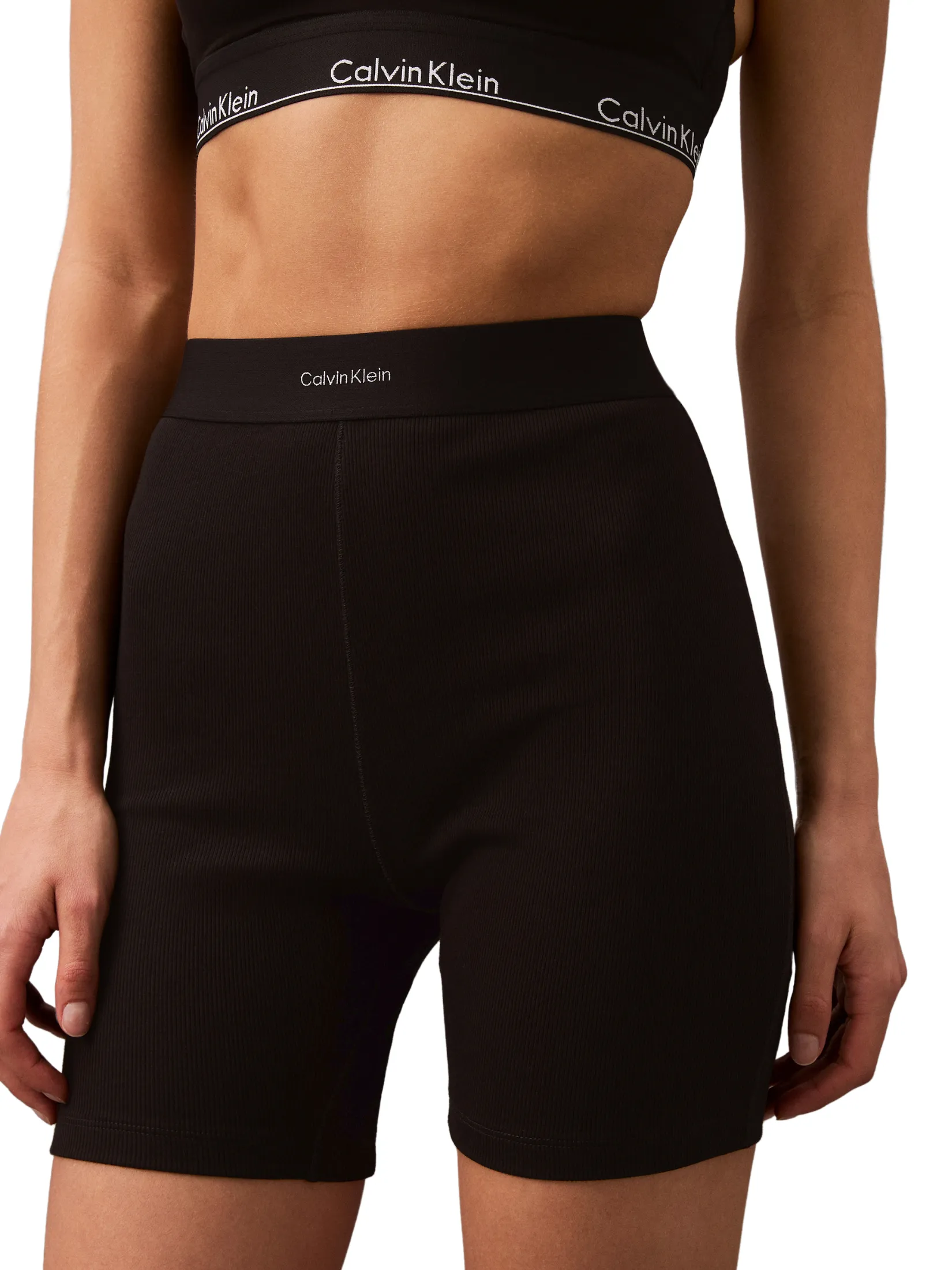 CALVIN KLEIN Cotton Stretch Rib Bike Shorts Black