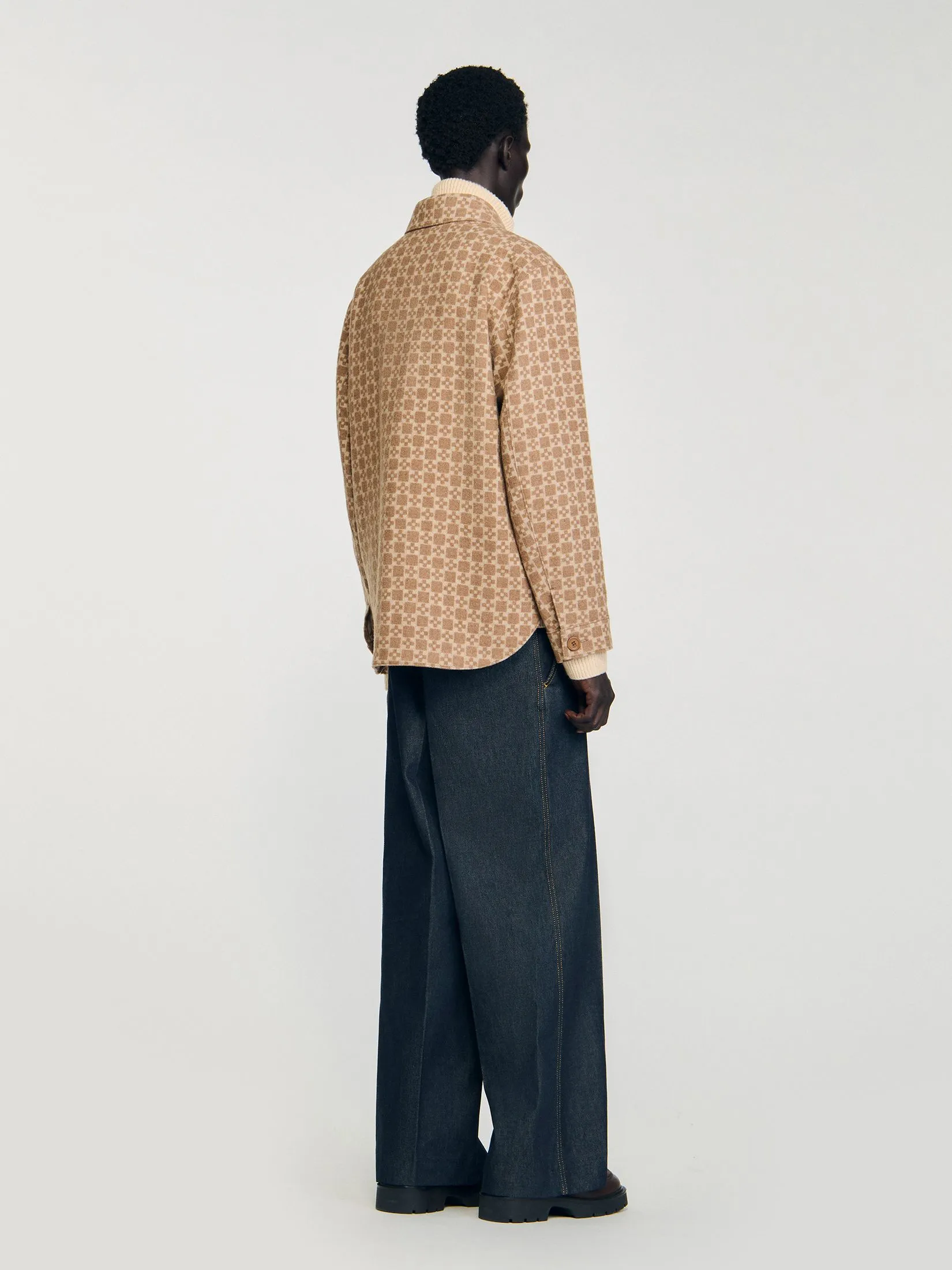 SANDRO Square Cross Jacquard Overshirt