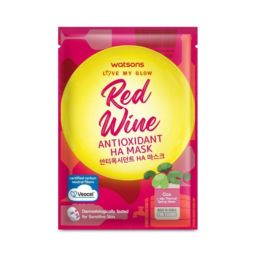 Watsons Love My Glow Red Wine Antioxidant Ha Mask 1 Sheet.