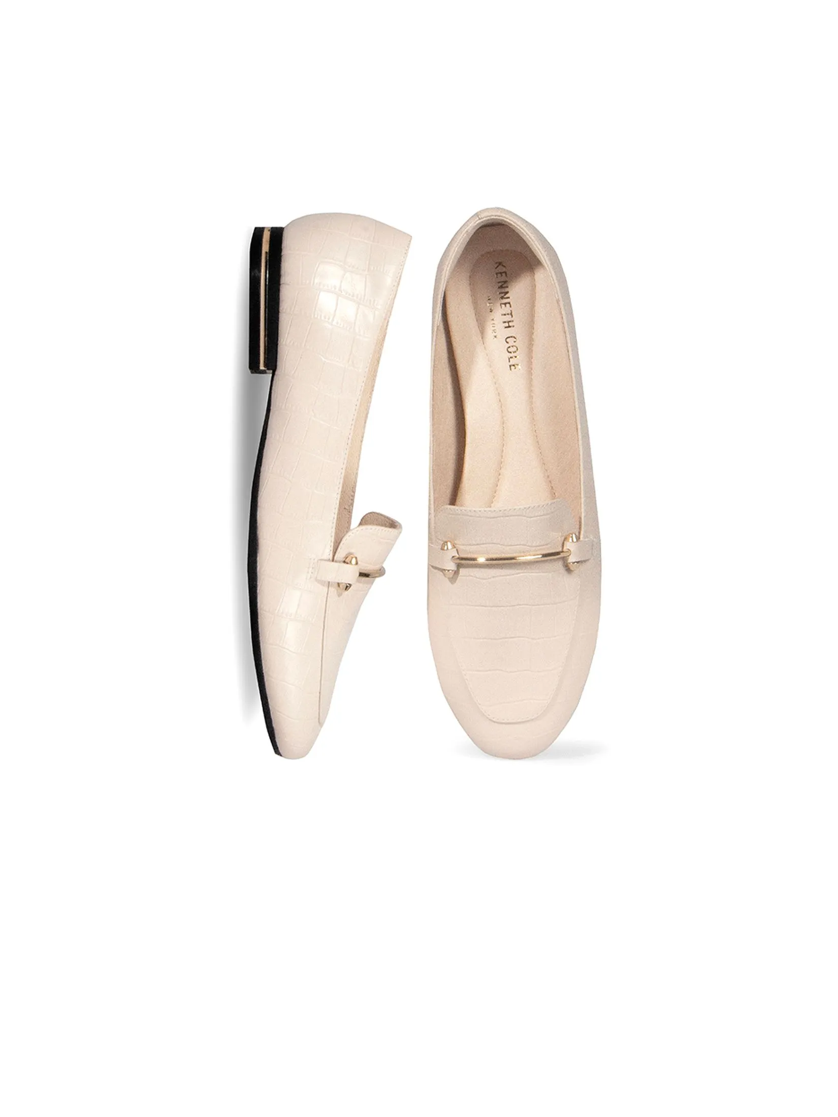 KENNETH COLE WOMEN FLATS ABIGAIL LOAFER / WHITE/CROC