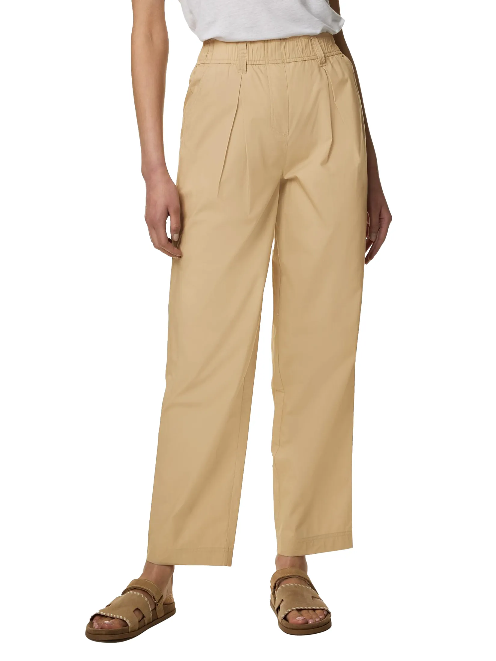 MARKS & SPENCER Women Trousers Pull On Straight Leg Pure Cotton