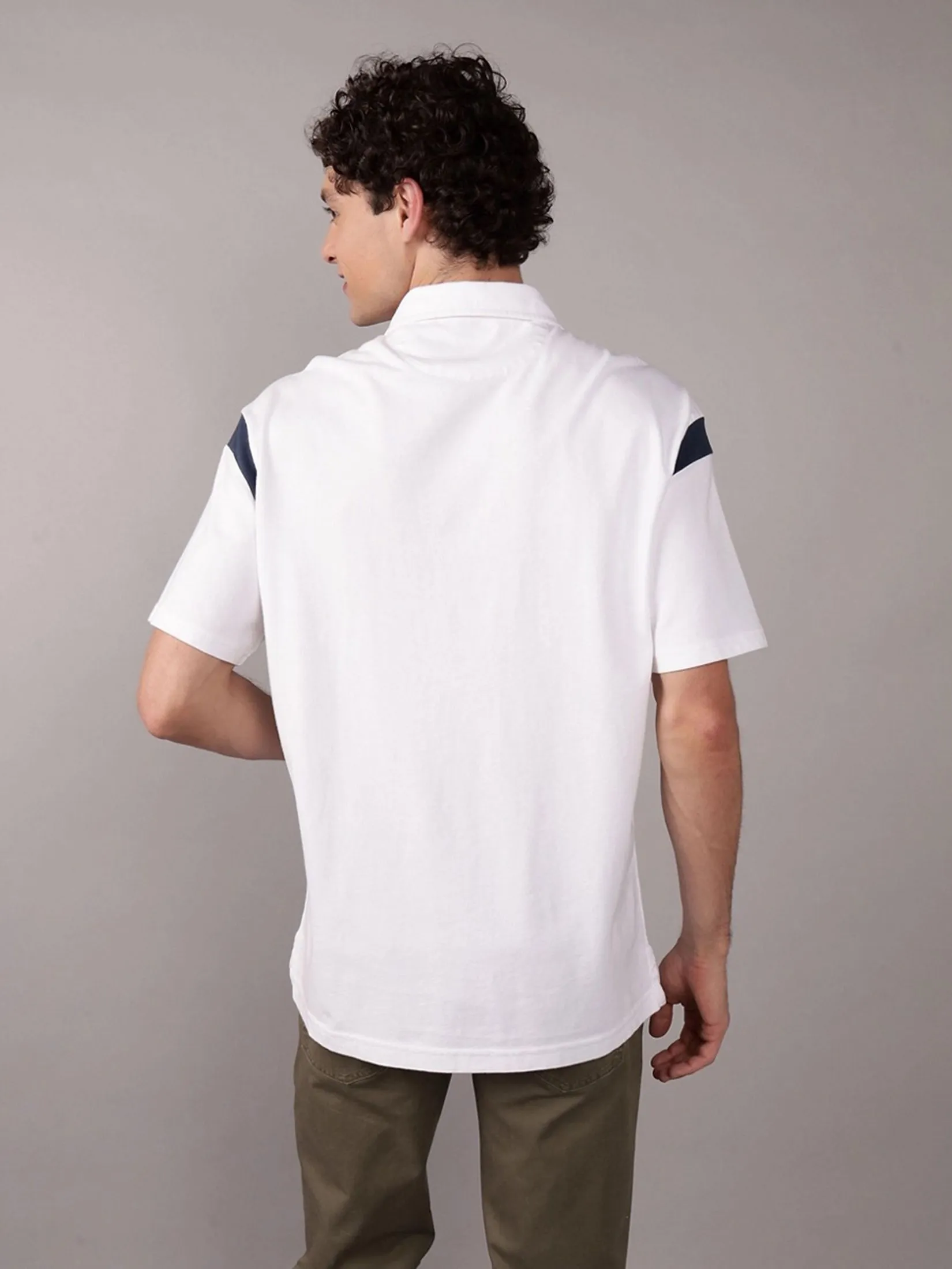 AMERICAN EAGLE MEN P- INTL SS RUGBY SHOULDER INSERT 100 WHITE