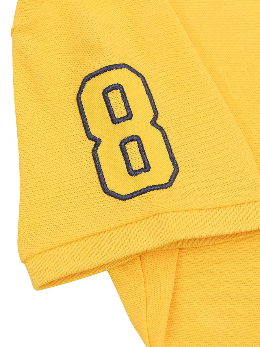 GIORDANO Women's Slim Pique Embroidery Bold Polo (3D Lion) Dafffodil yellow