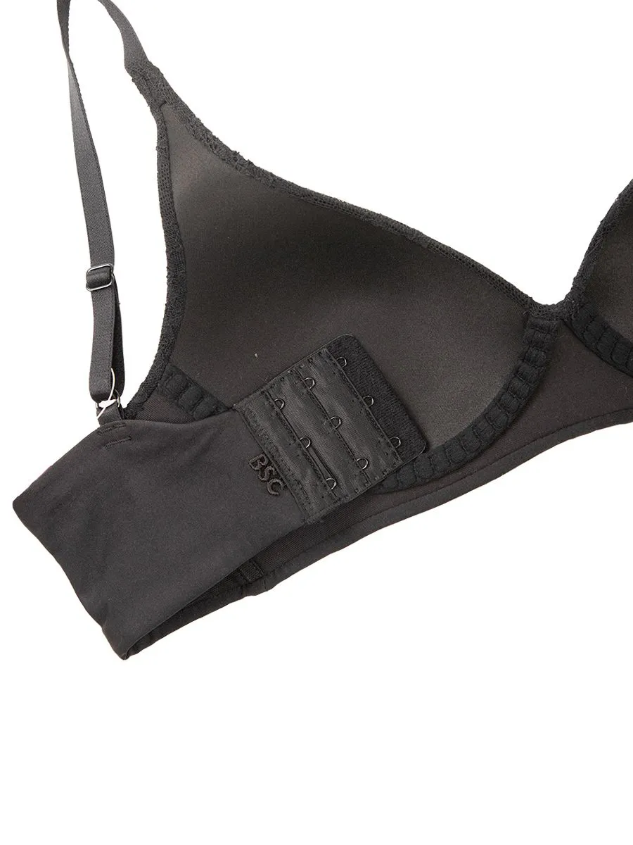 BSC LINGERIE Women Lace NONWIRE BRA BB3557 BLACK