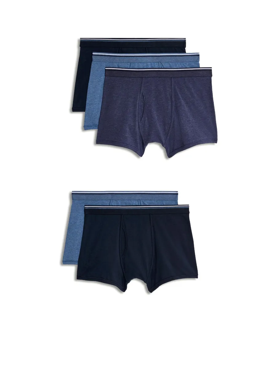 MARKS & SPENCER Men Trunks Pack Cotton Stretch Cool & Fresh Marl 5 pcs Blue Mix