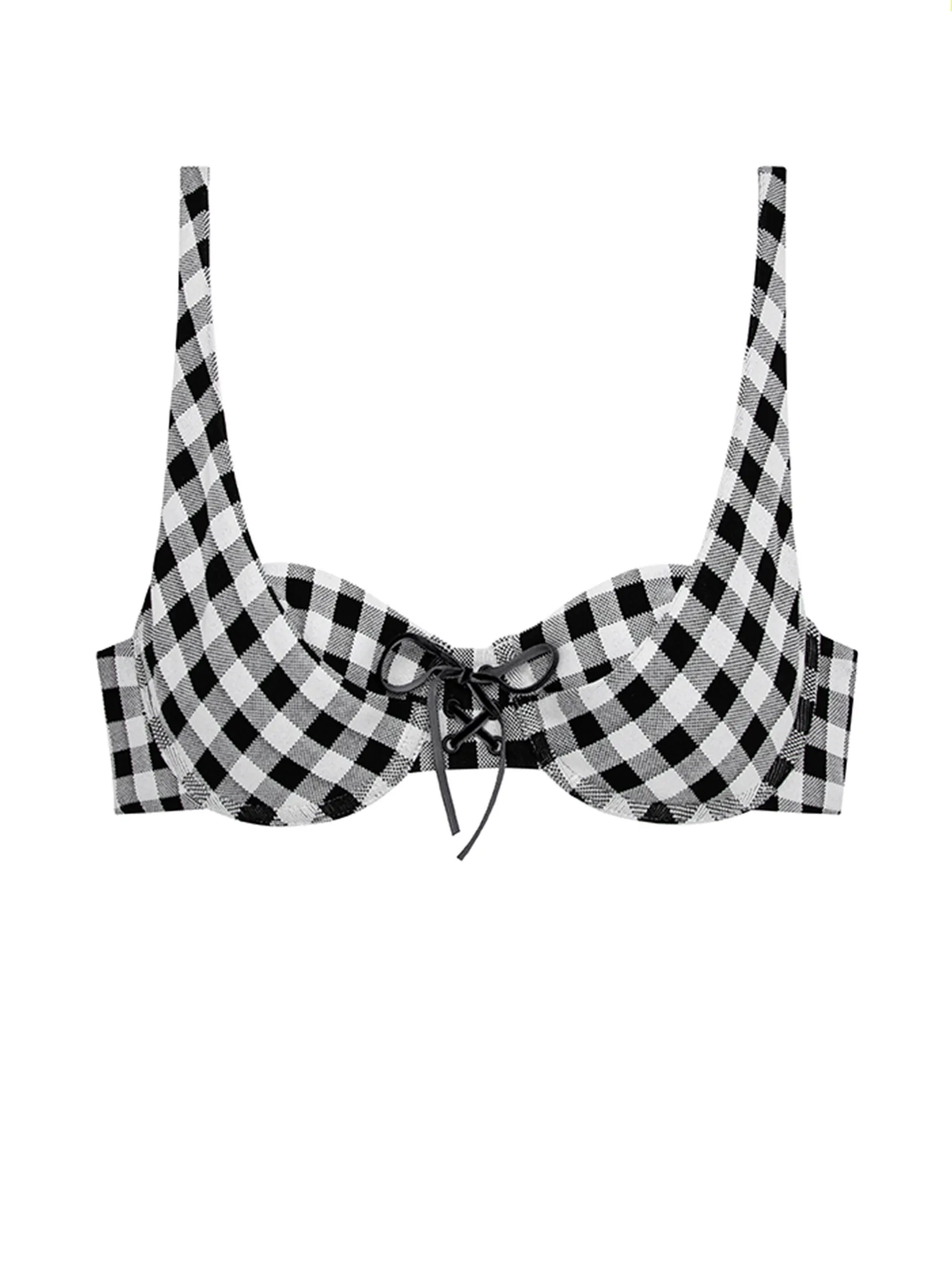 SABINA SWIM SS 25 Woman | CHERRY ON TOP Nottingham Swim Top - Black Size - L