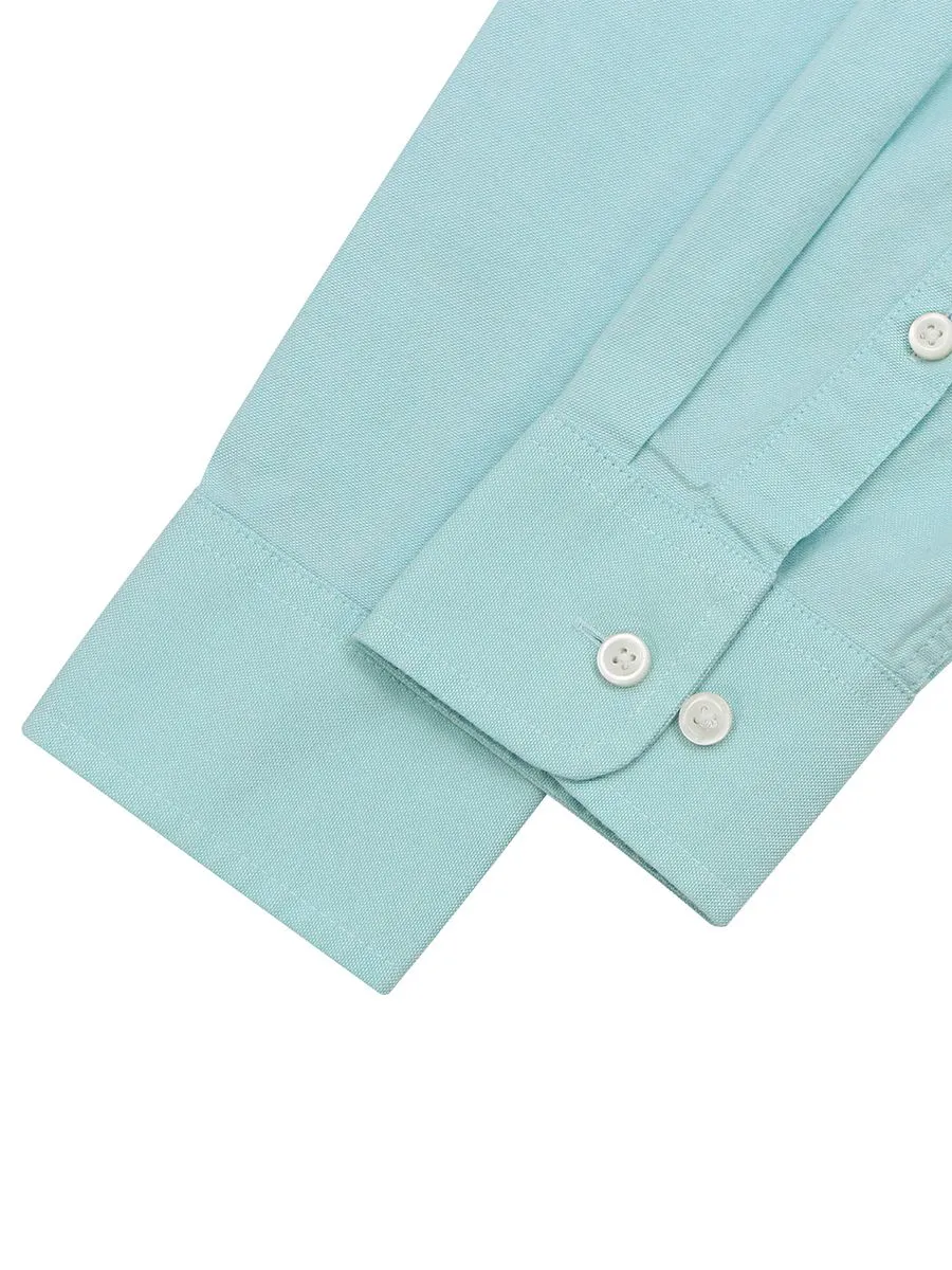 GIORDANO Men's Long Sleeve Embroidery Oxford Shirt Teal Green