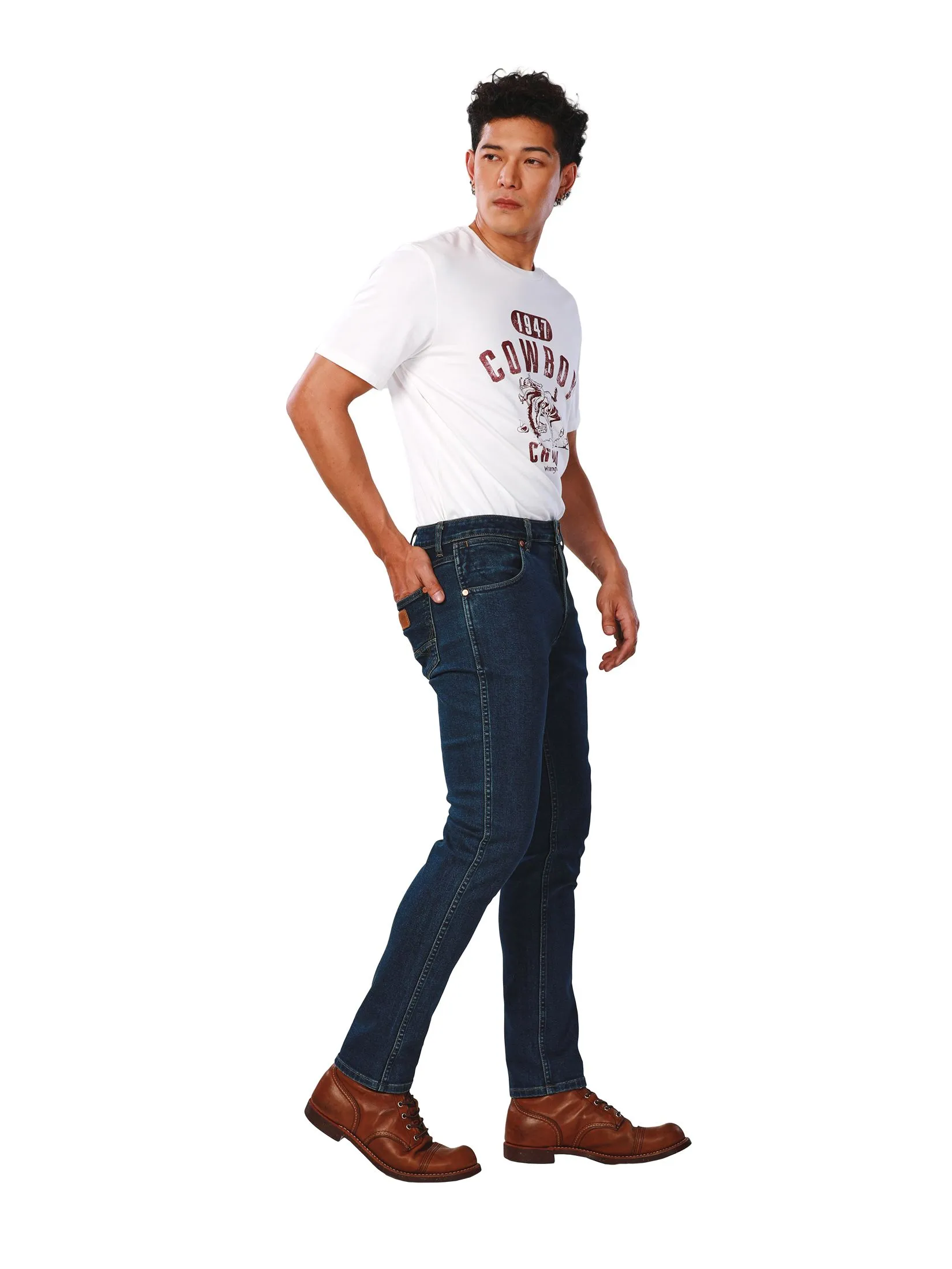 WRANGLER Men's Jeans Everyday with Wrangler Collection Low Larston Fit Mid Indigo