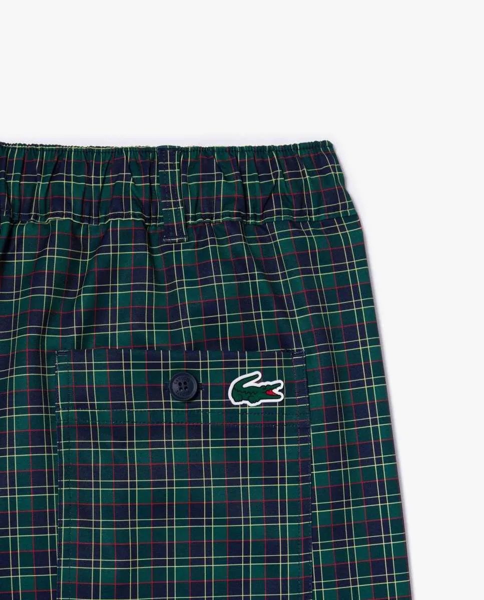 LACOSTE Ultra-Dry Checked Golf Bermuda Shorts Blue