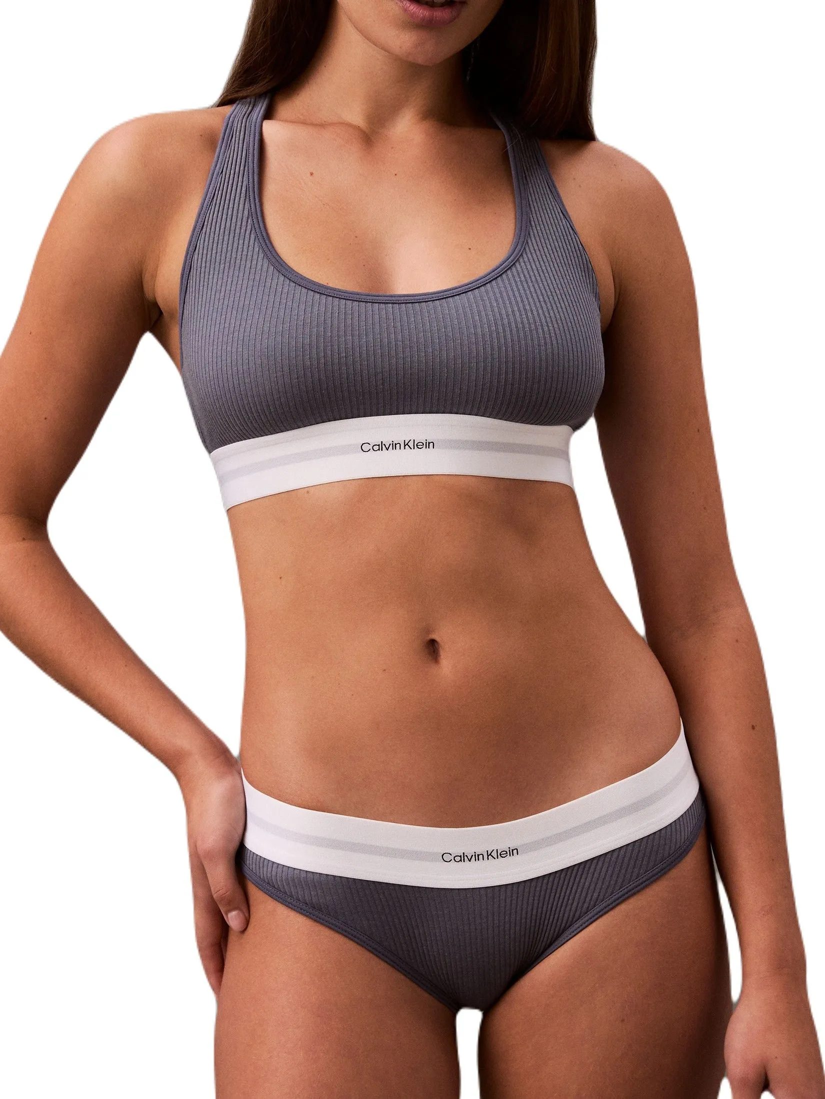 CALVIN KLEIN Women's Cotton Modal Stretch Rib Bikini Navy Blue