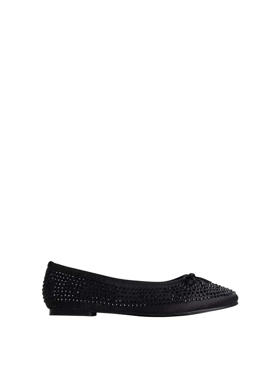 VILLAINS SF GLITTER Women's Ballet Flats BLACK