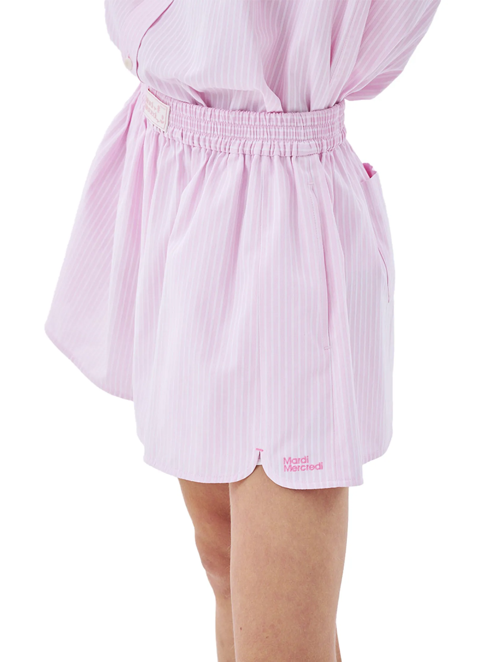 MARDI MERCREDI Cotton Shorts Stripe Pink F