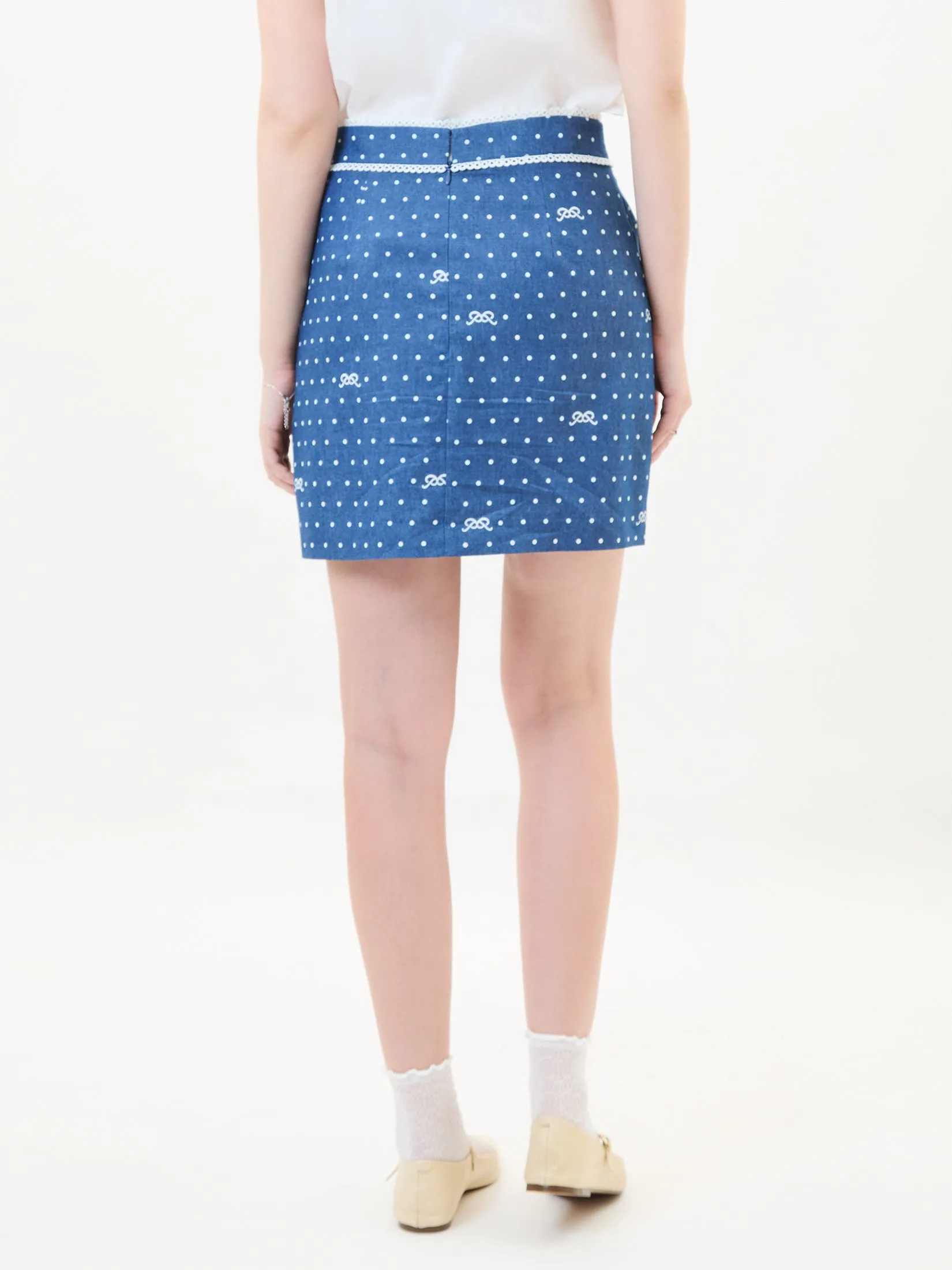 EP Logo and Dot Print Skirt Woman Indigo