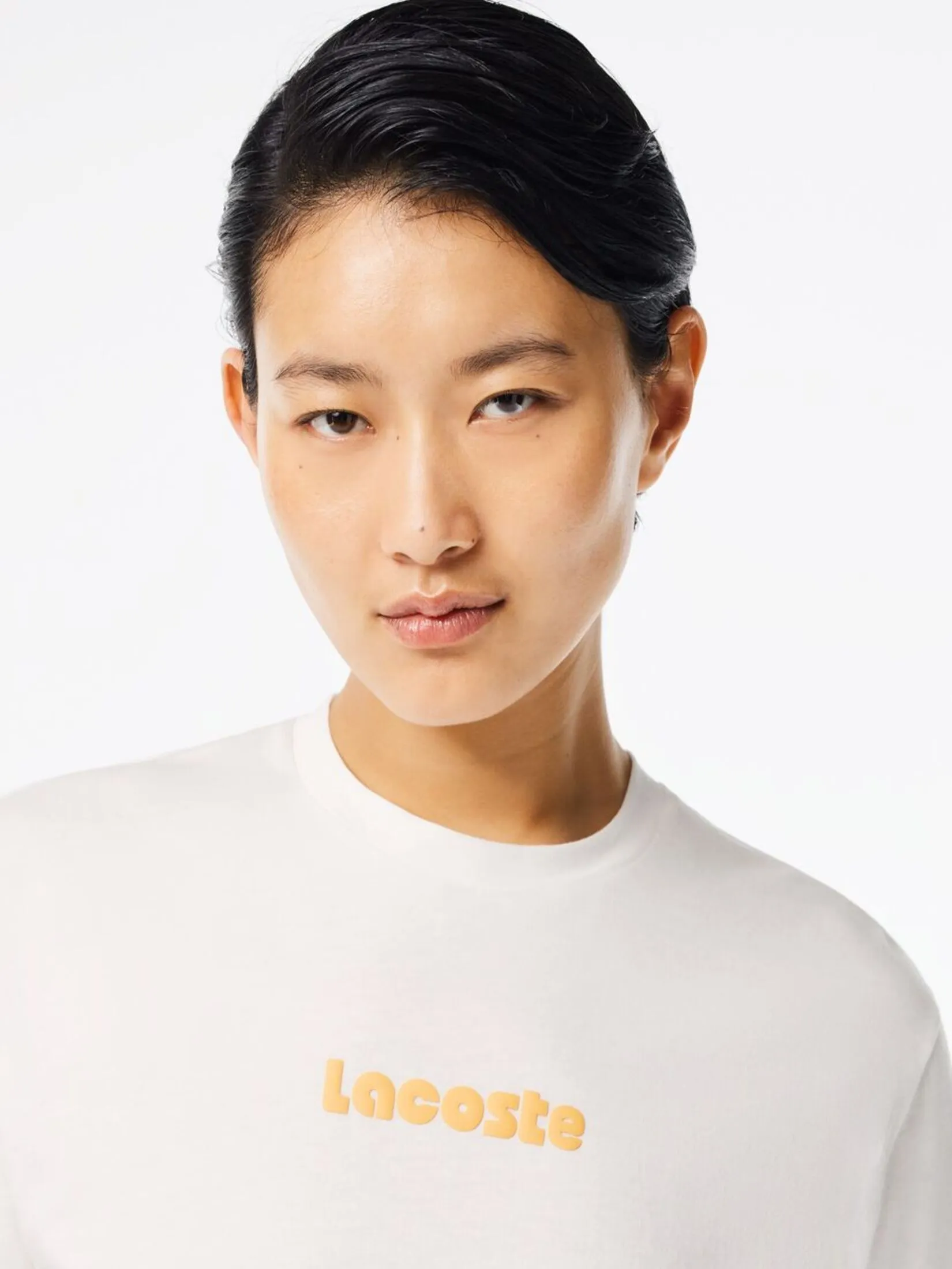 LACOSTE Vintage Print Soft Cotton Jersey T-Shirt White