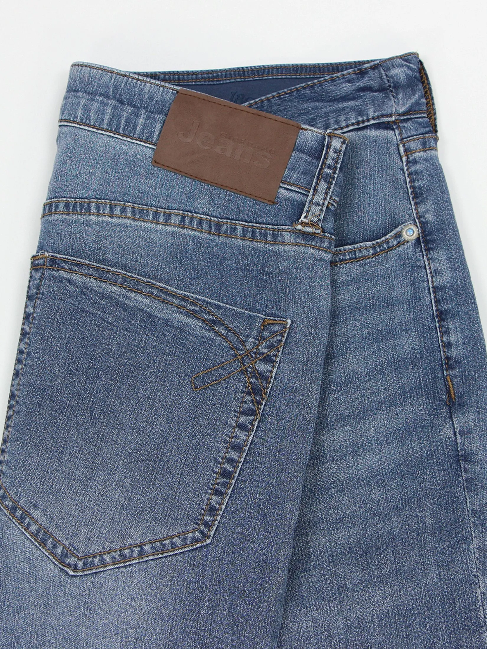 GIORDANO Men's Regular Stretch Denim Jeans(180° Elastic Waist)  Lt indigo