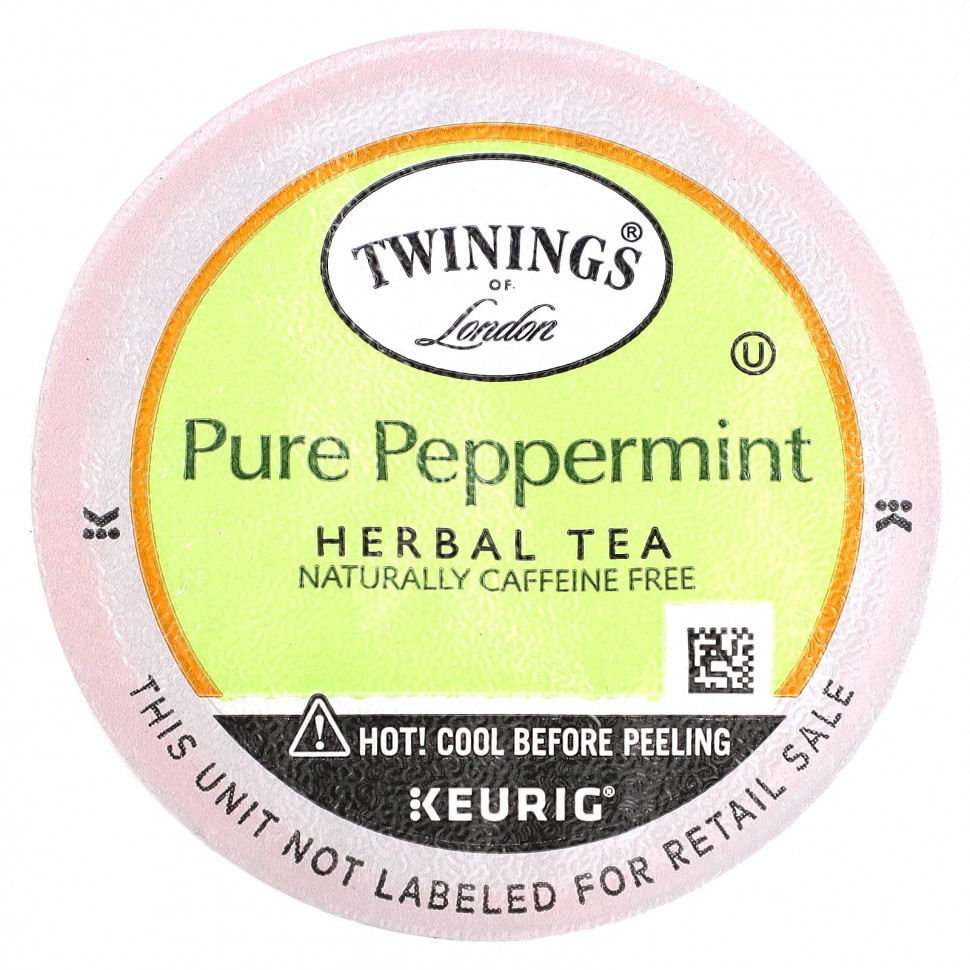 Twinings, Herbal Tea, чистая перечная мята, без кофеина, 24 K-чашки, по 3 г (0,11 унции)