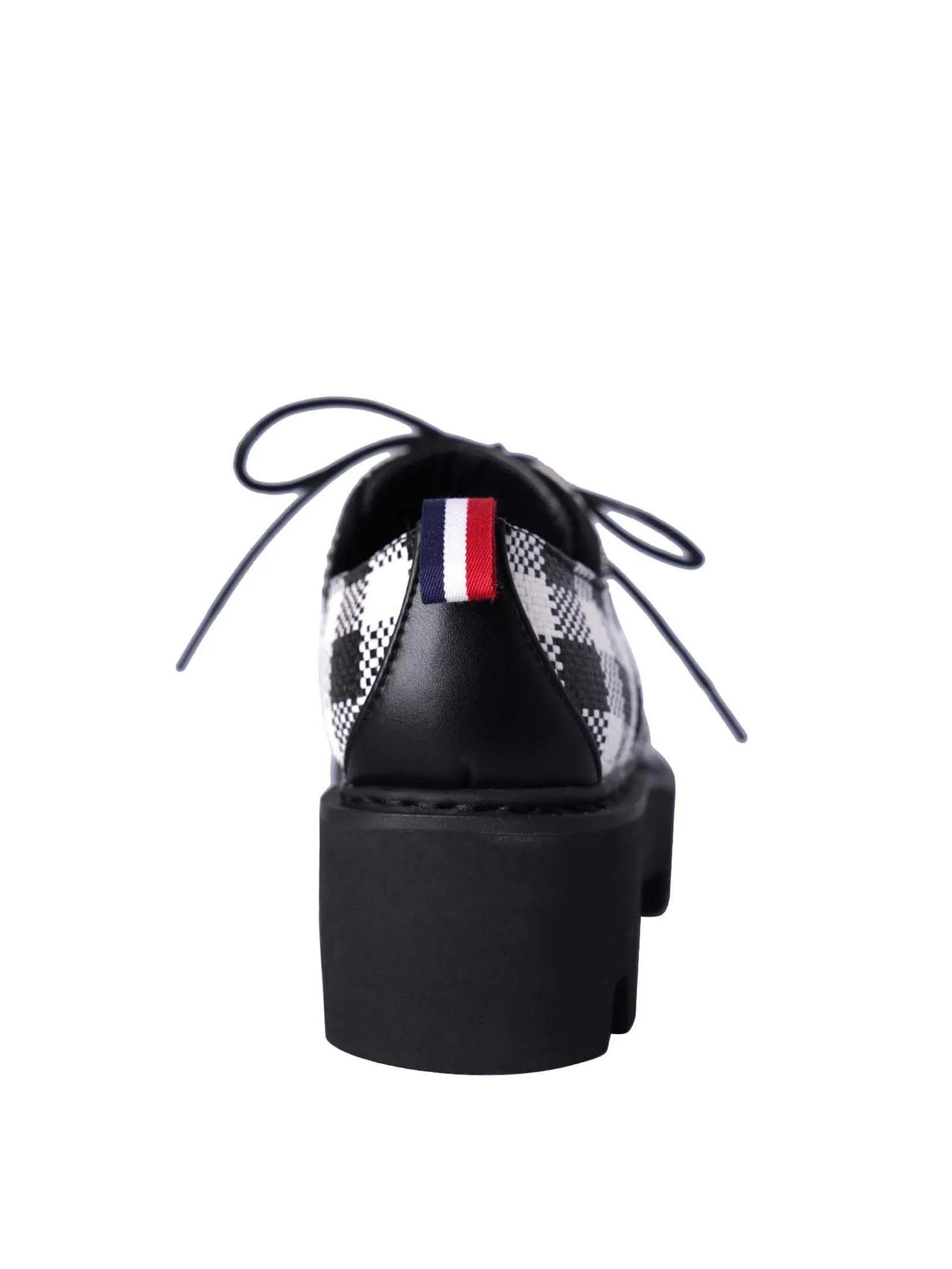 VILLAINS SF YAMILET-T Women's Platform Oxford Boots BLACK WHITE GINGHAM