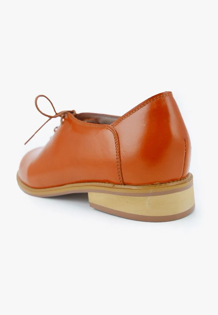 LUIGI BATANI Orange Derby Leather Lace Up Shoes