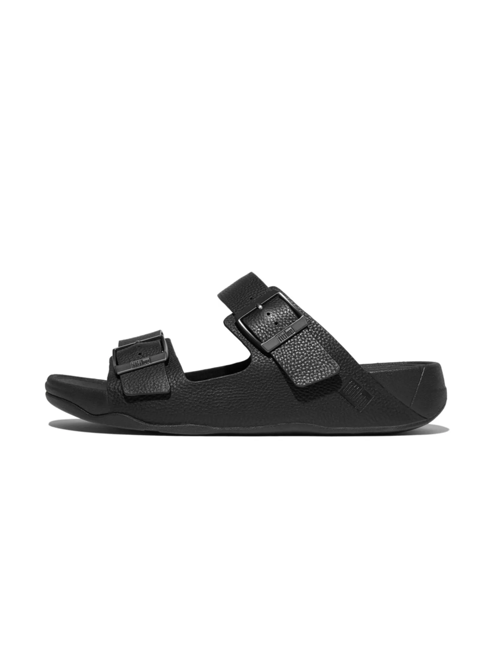 FitFlop™ MEN'S GOGH MOC BUCKLE TUMBLED SLIDES BLACK