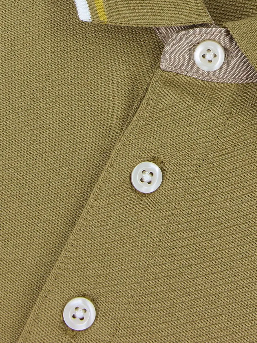GIORDANO Men's Pique Deer Embroidery Bold Polo Antique Bronze Khaki
