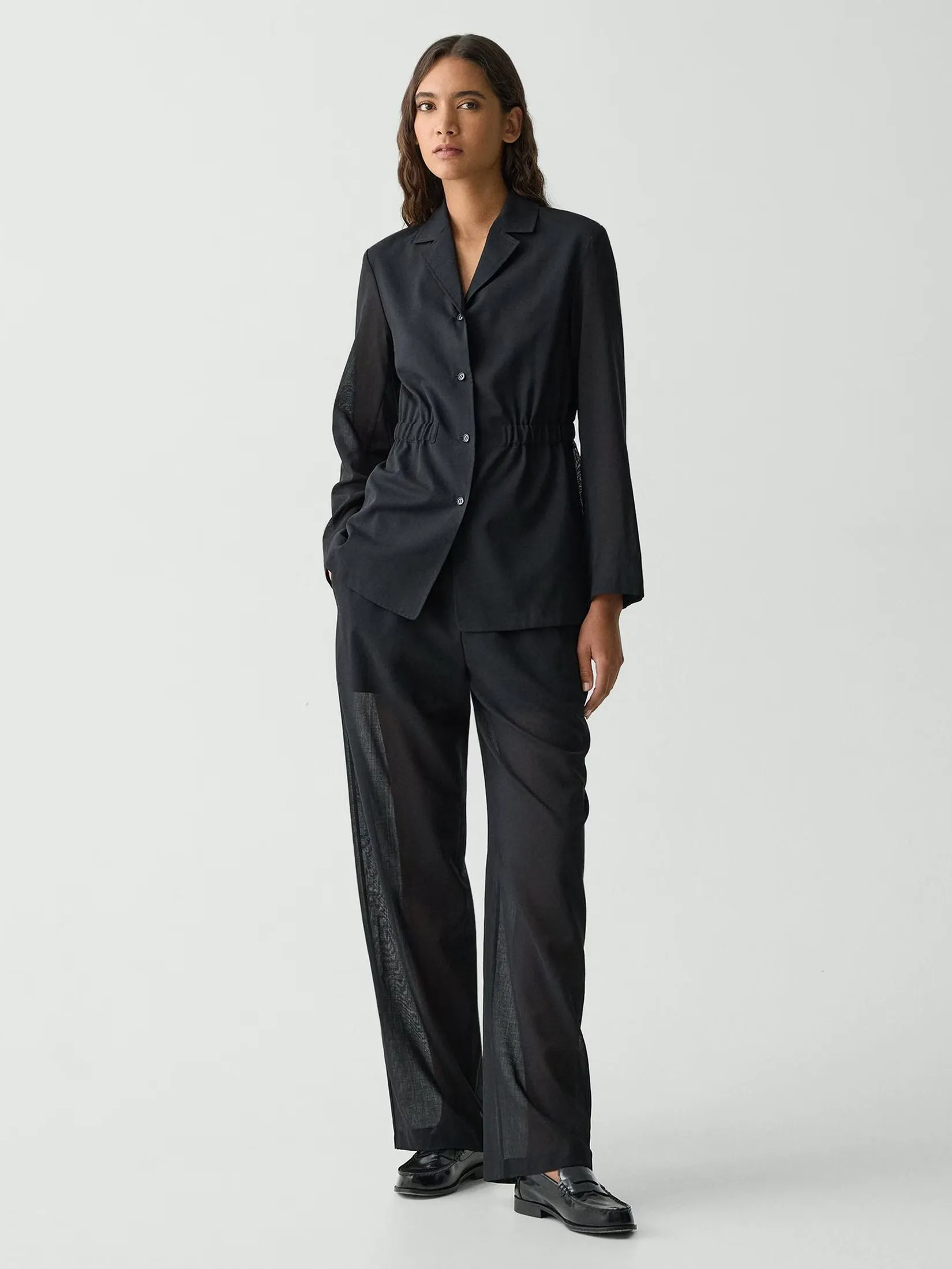 THEORY Women Jacket Cinch Waist In Airy Shirting Black