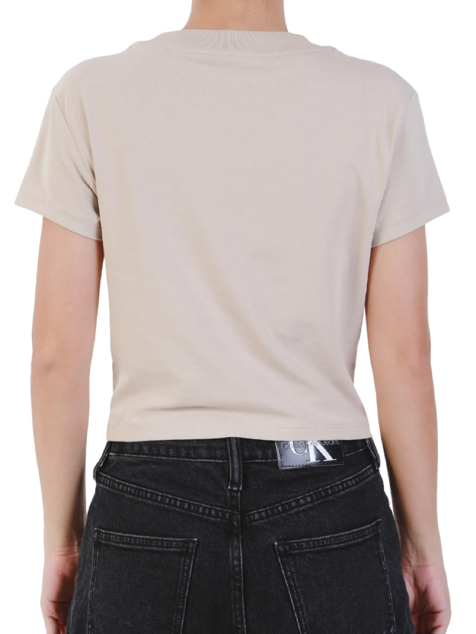 CALVIN KLEIN Women s Ckj Mono Logo Baby Tee Beige