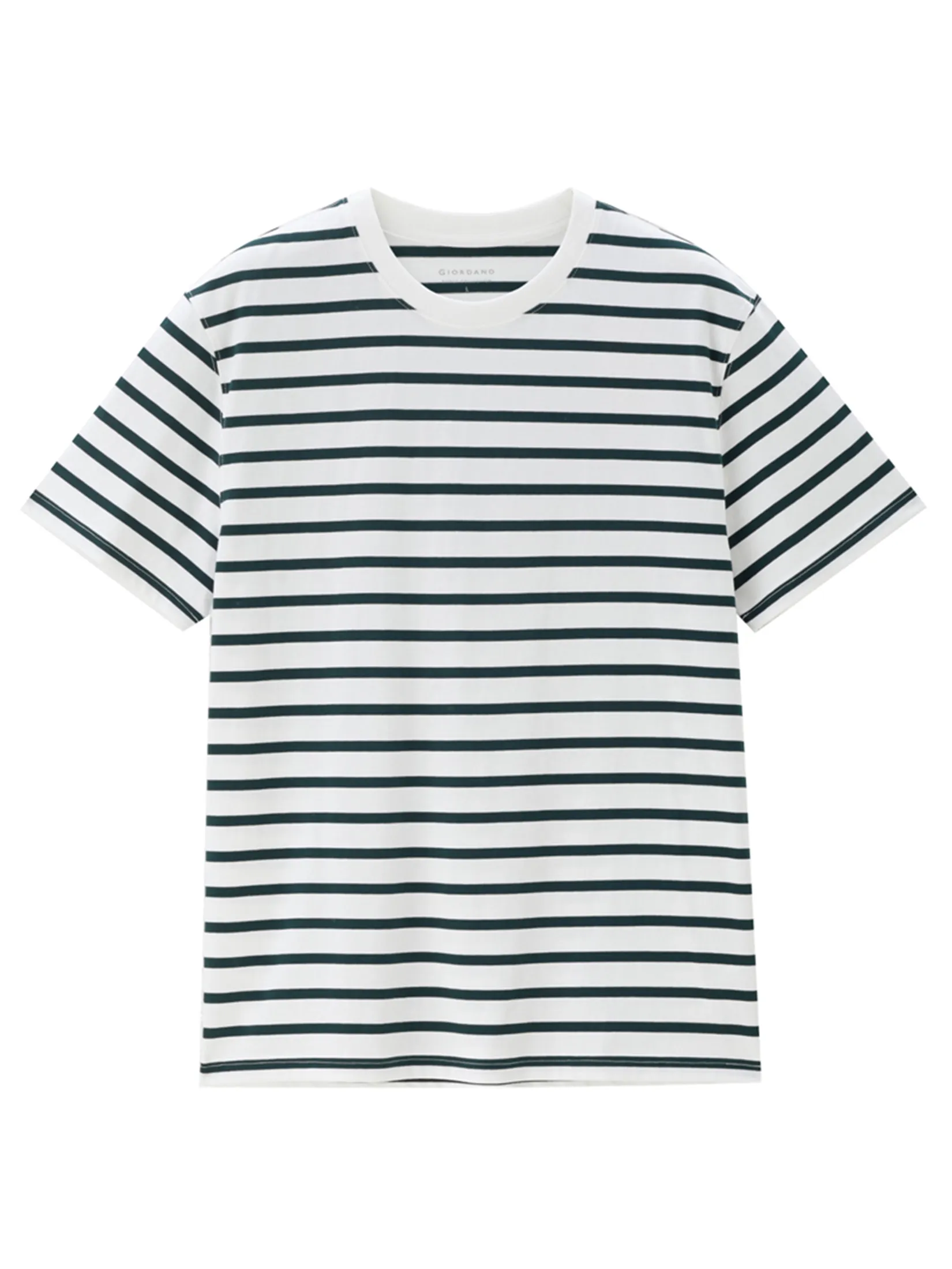GIORDANO Men s Online Exclusive Timeless Comfort Striped T-shirt (Korea) White x Green