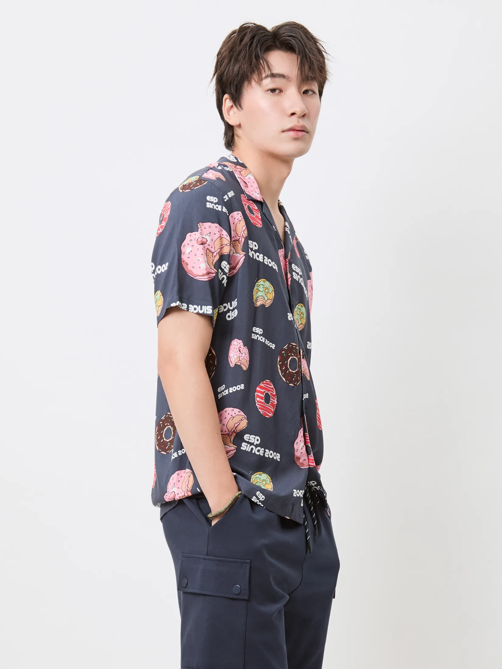 ESP Frenchie Hawii Shirt Man Navy Blue