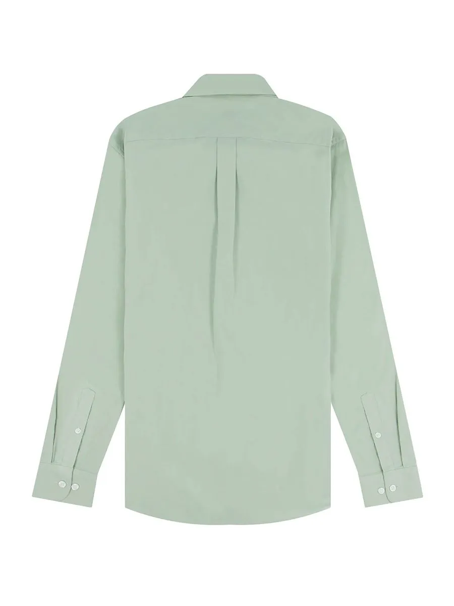 GIORDANO Men's Slim Embroidery Stretch Oxford Shirts (Classic Man)  Light Green