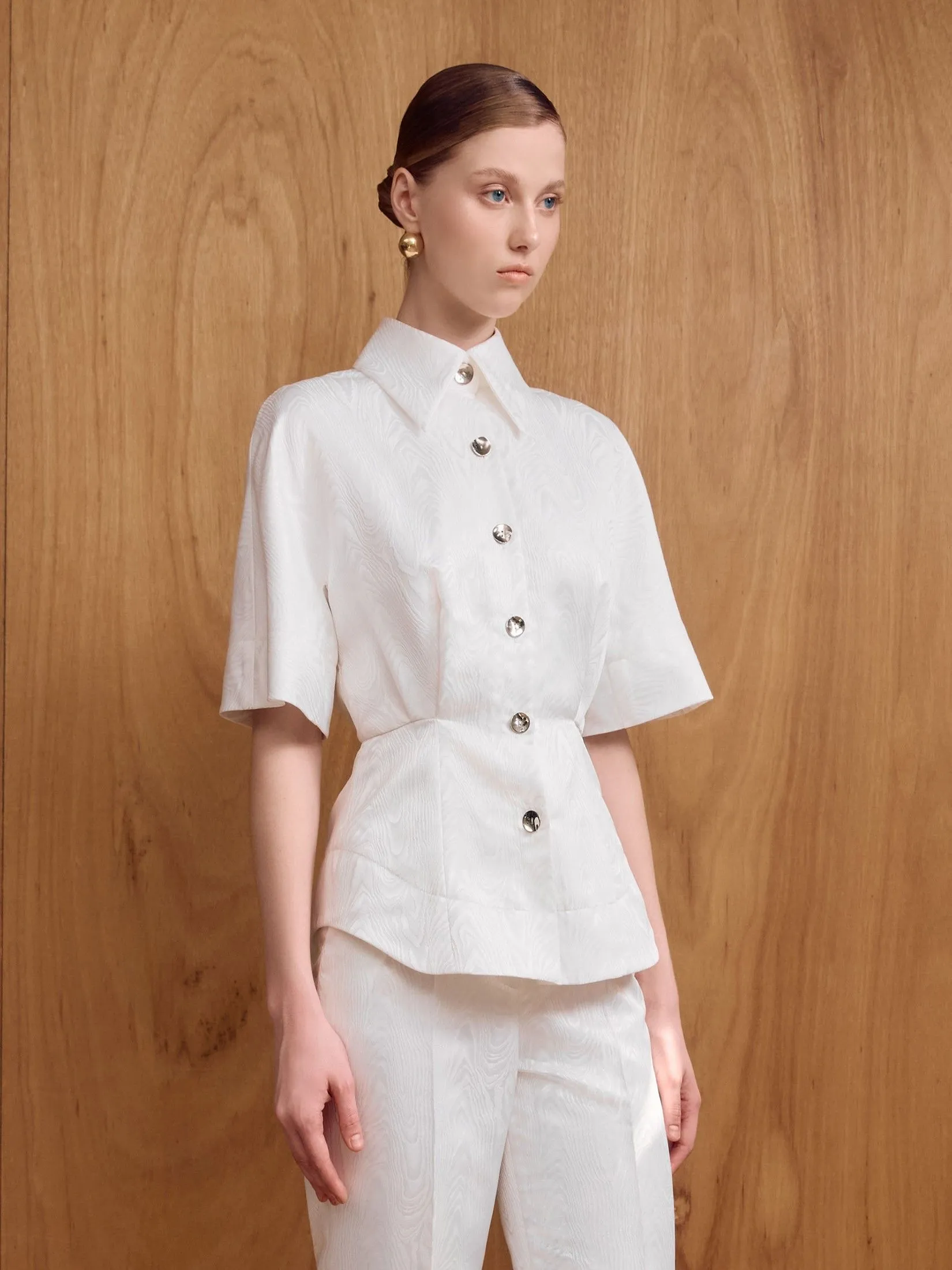 ASAVA ( SS25 )Elara Women Short Sleeve Shirt White