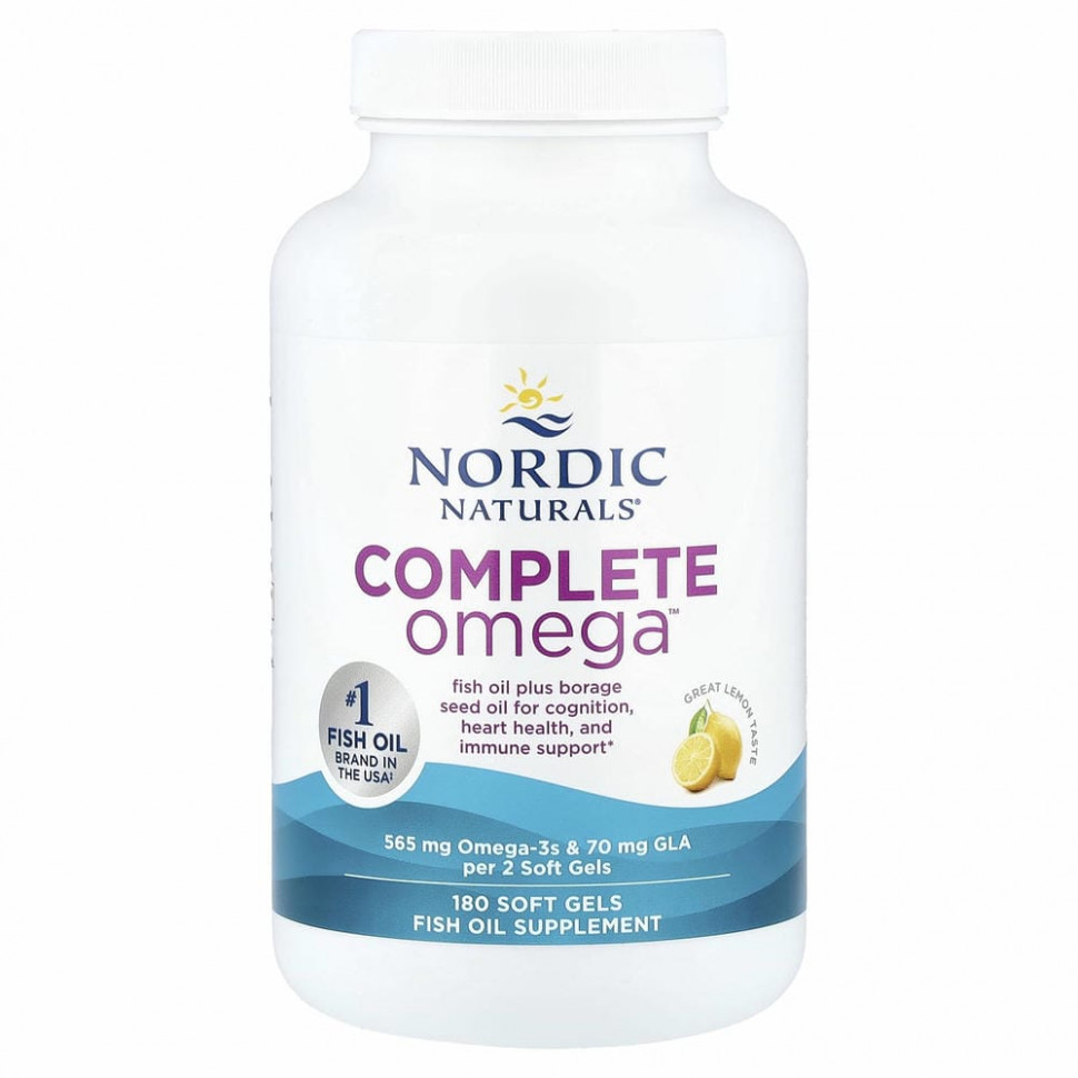 Nordic Naturals, Complete Omega, лимонный вкус, 1000 мг, 180 гелевых капсул