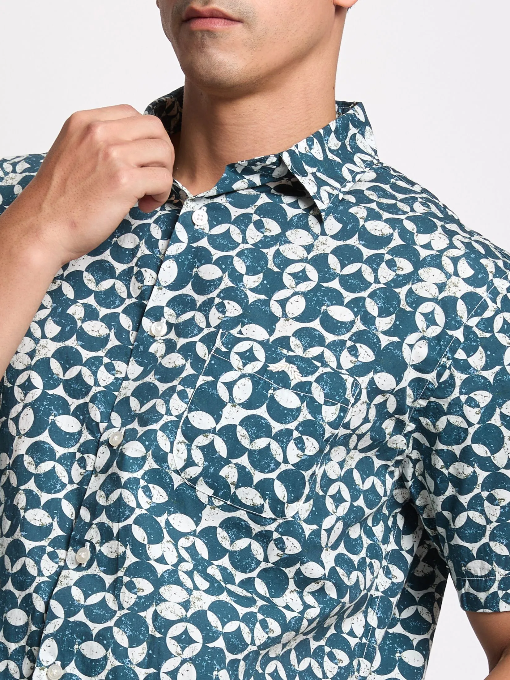 ALUMNUS Men Shirt Short Sleeves 2506SSSL21 Dark Green