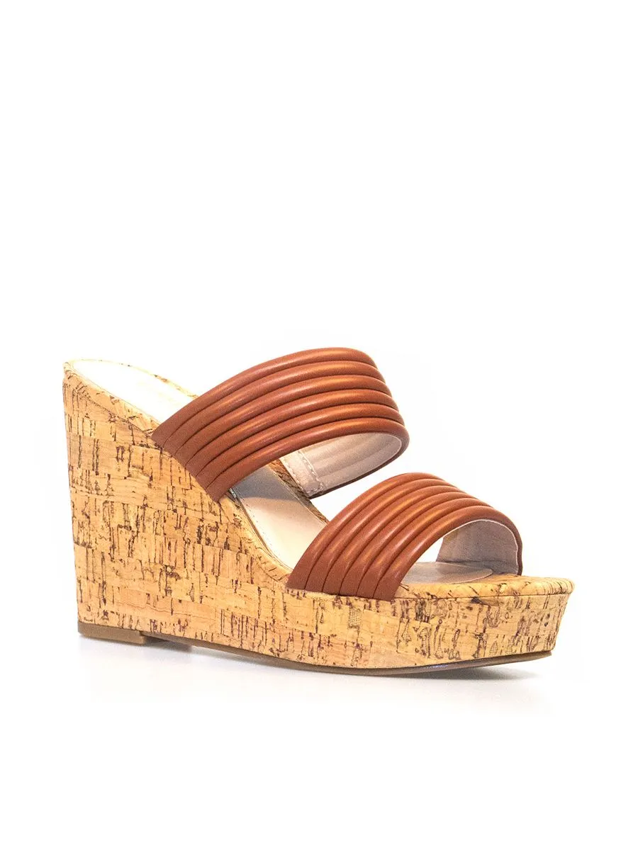 KENNETH COLE Women's platform wedge sandals model CAILYN/COGNAC