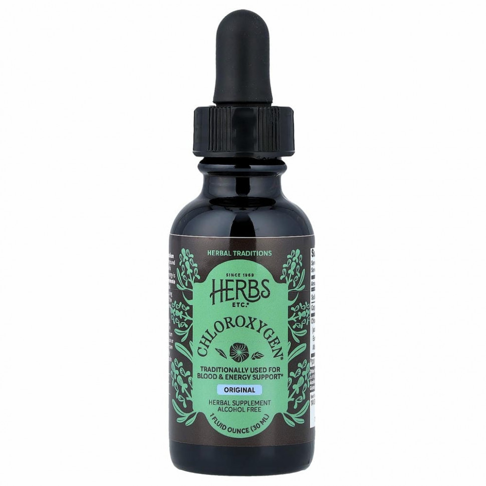 Herbs Etc., ChlorOxygen, концентрат хлорофилла, без спирта, 30 мл (1 жидк. унция)