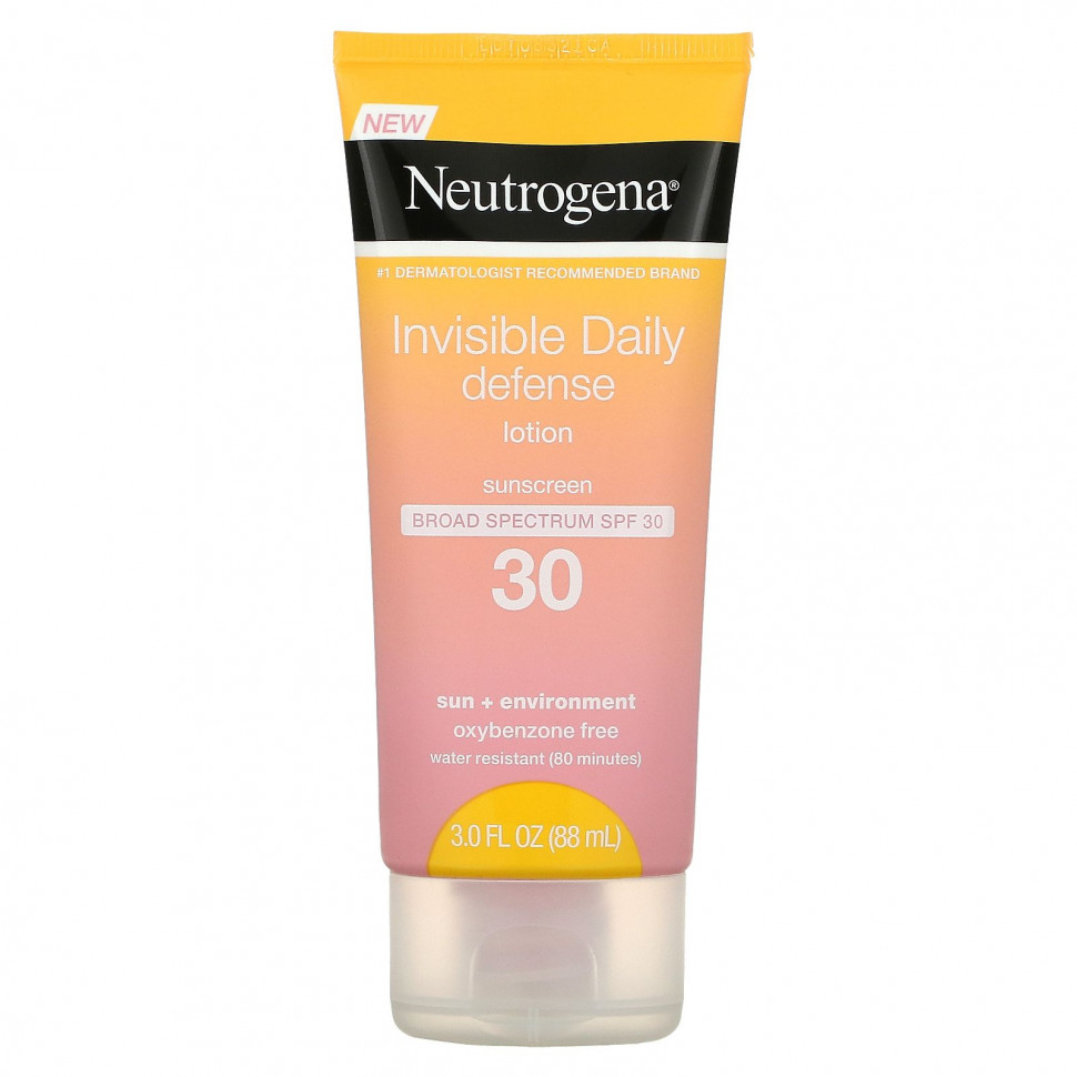 Neutrogena, солнцезащитный лосьон, невидимая ежедневная защита, SPF 30, 88 мл (3 жидк. унции) - NGN-11158-SPF 30