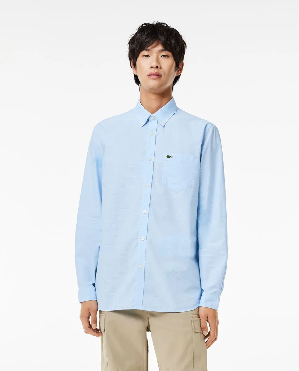 LACOSTE Blue Regular Fit Cotton Poplin Shirt