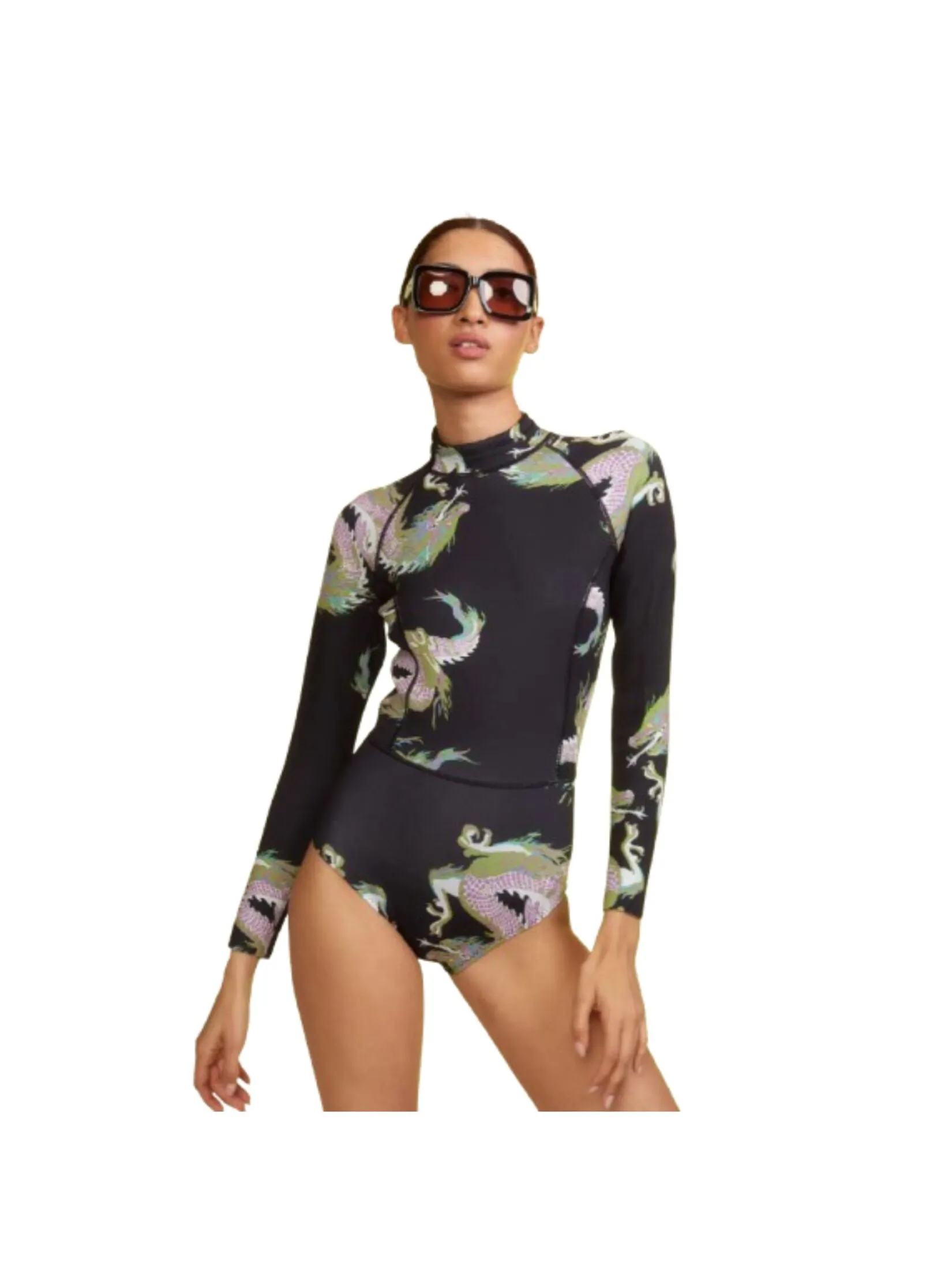 CYNTHIA ROWLEY DRAGON WETSUIT IN BLACK MULTI