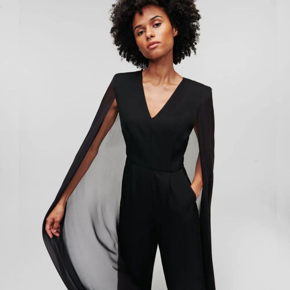 KARL LAGERFELD CAPED JUMPSUIT BLACK