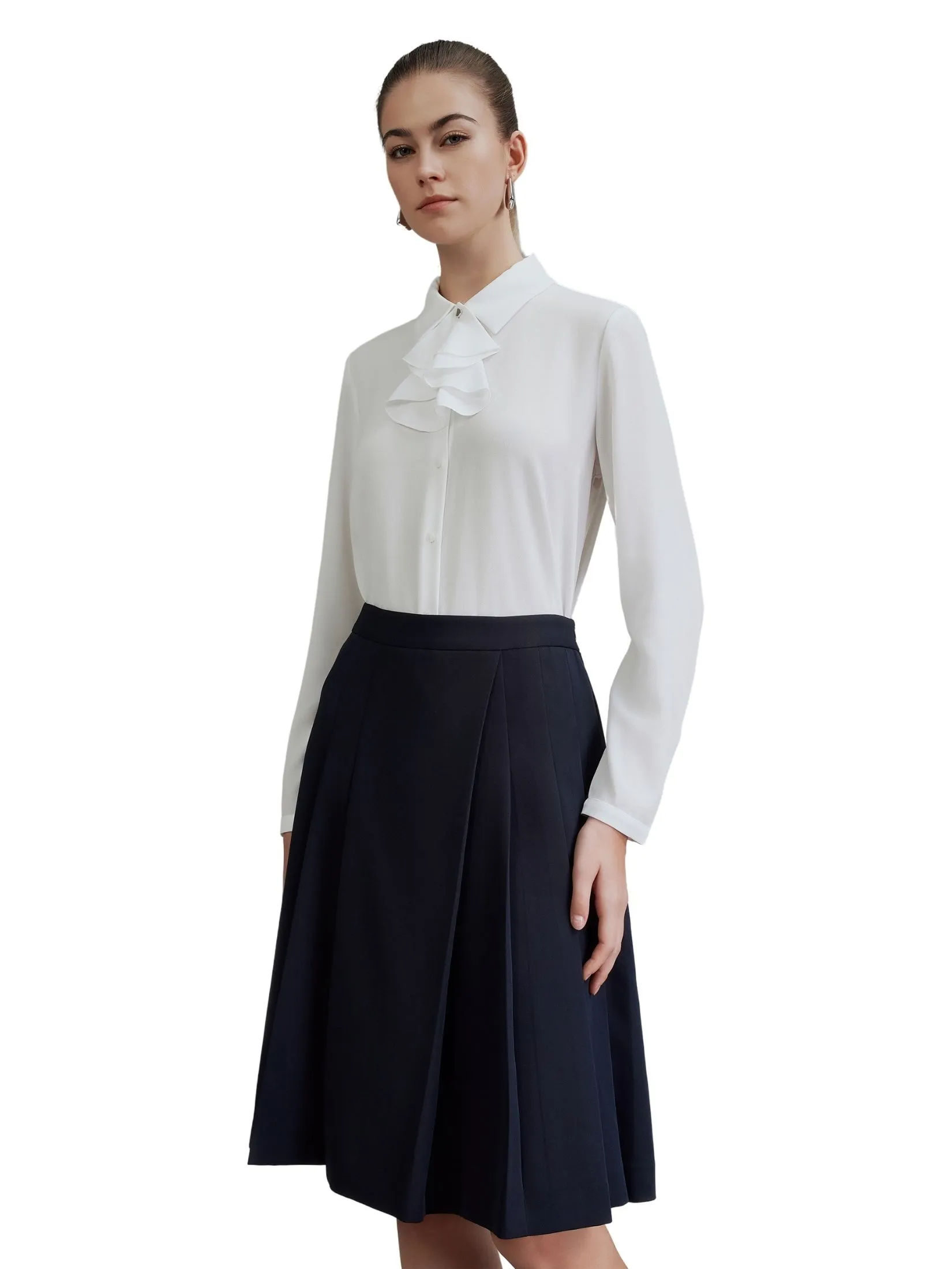 G2000 Women Clothing Shirt Blouse With Detachable Pleated Tie Regular Fit - Off-White Size - 32 EU