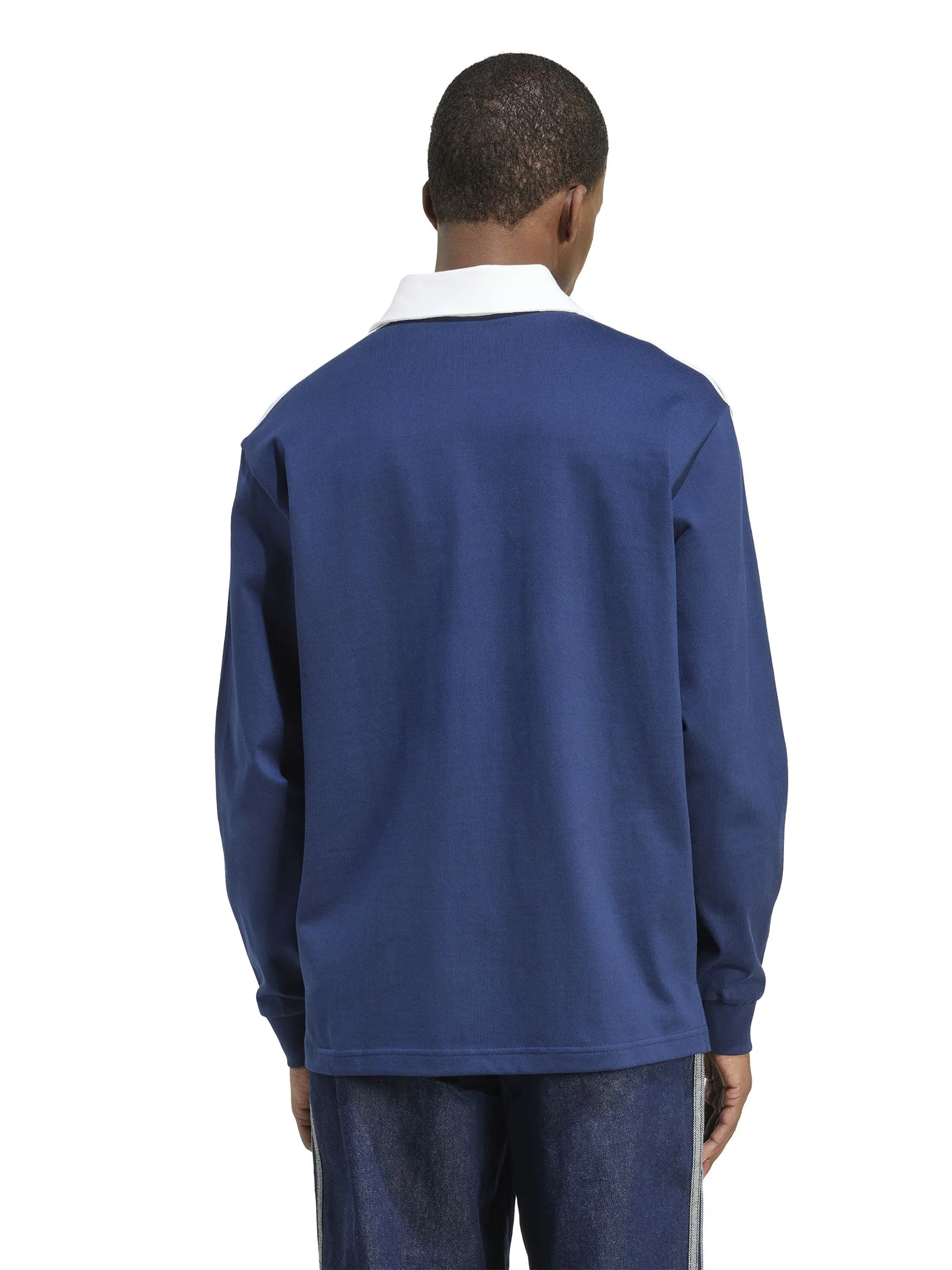 ADIDAS Men Polo Shirt Adicolor Rugby JY1400 Blue / Night Indigo / White