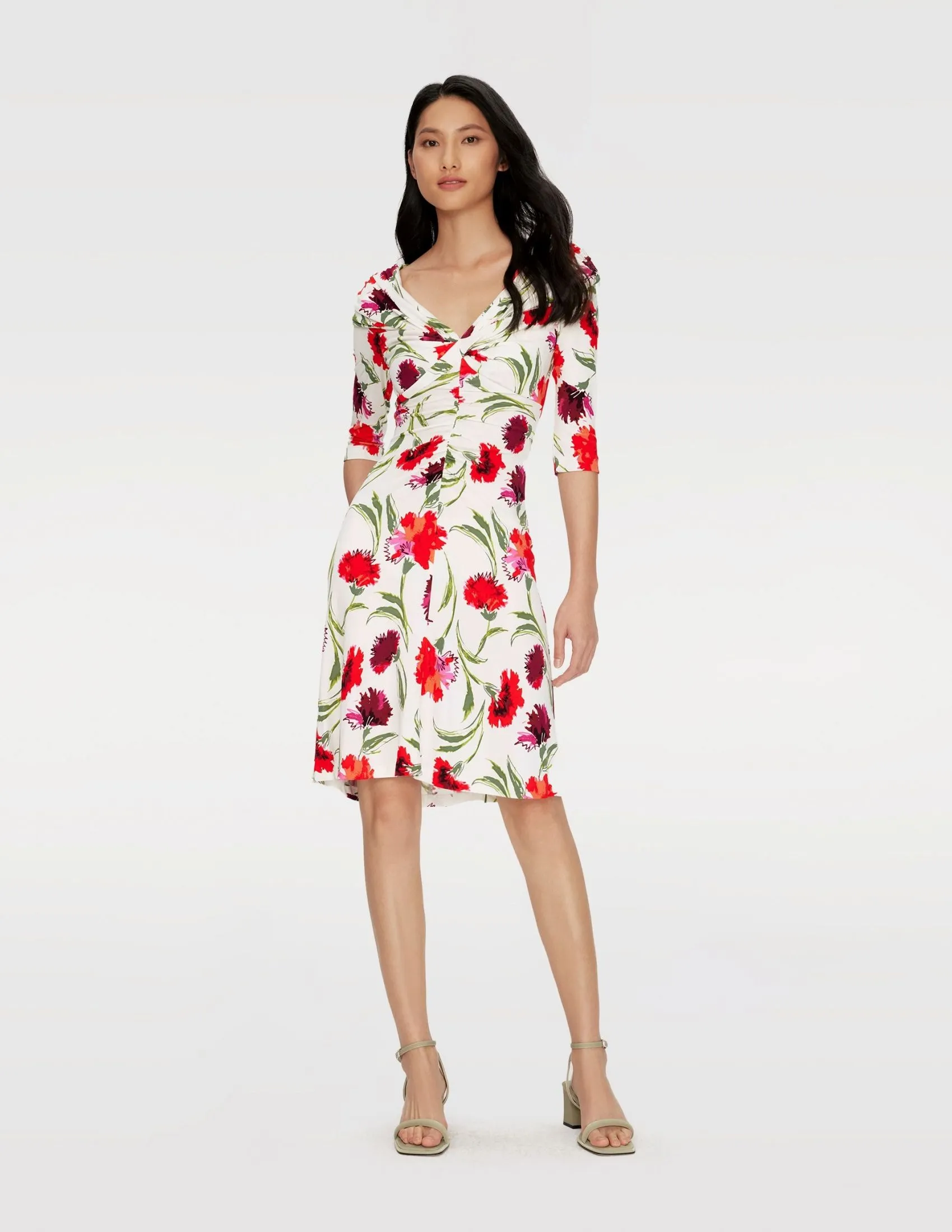 DIANE VON FURSTENBERG DVF JIM DRESS DIANTHUS LARGE MED RED