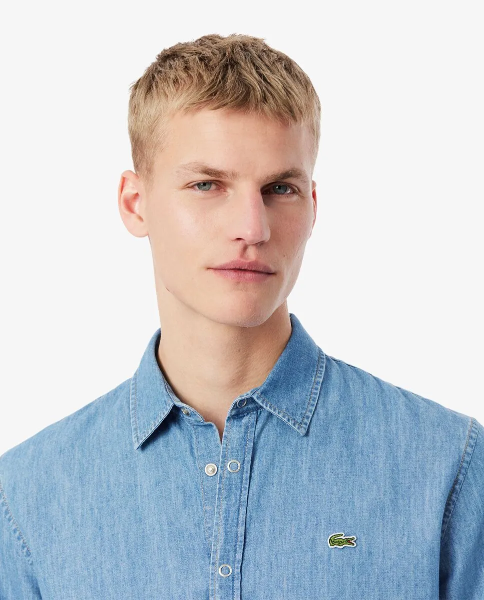 LACOSTE Regular Fit Lightweight Denim Shirt Blue