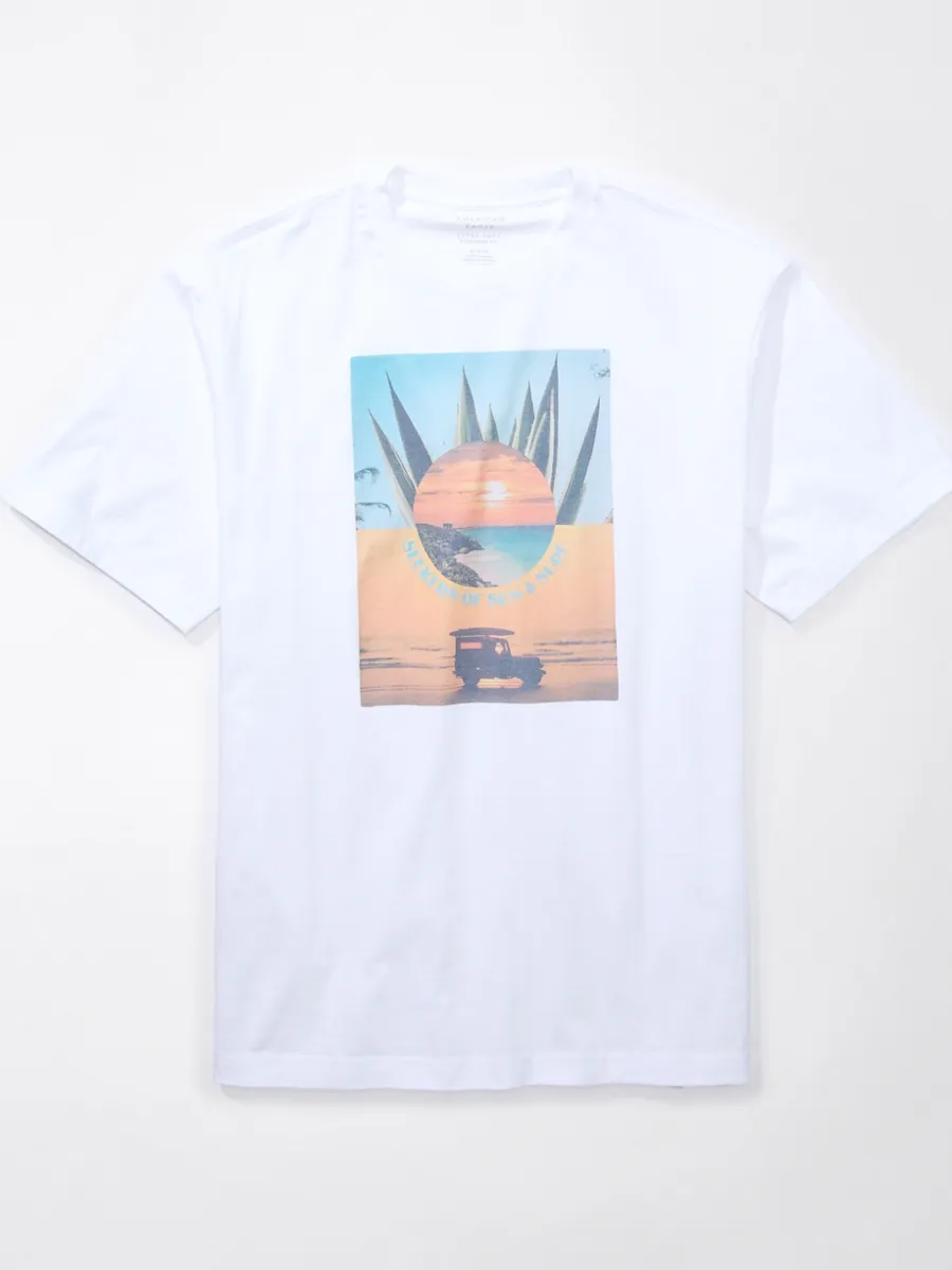 AMERICAN EAGLE MEN G SS SUM1 - BTS1  SET IN TEE- PC DYE + SERIOUSLY SOFT WASH 100 WHITE