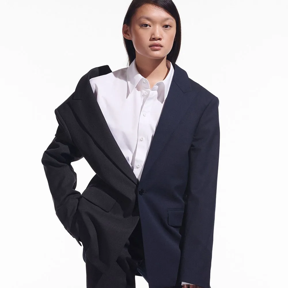 KARL LAGERFELD CARA LOVES KARL Bi-Color Blazer – Grey & Navy