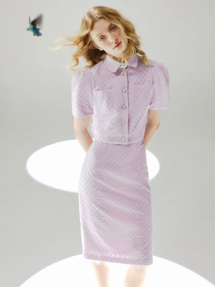 KLOSET (PF24)Lace pencil skirt Purple