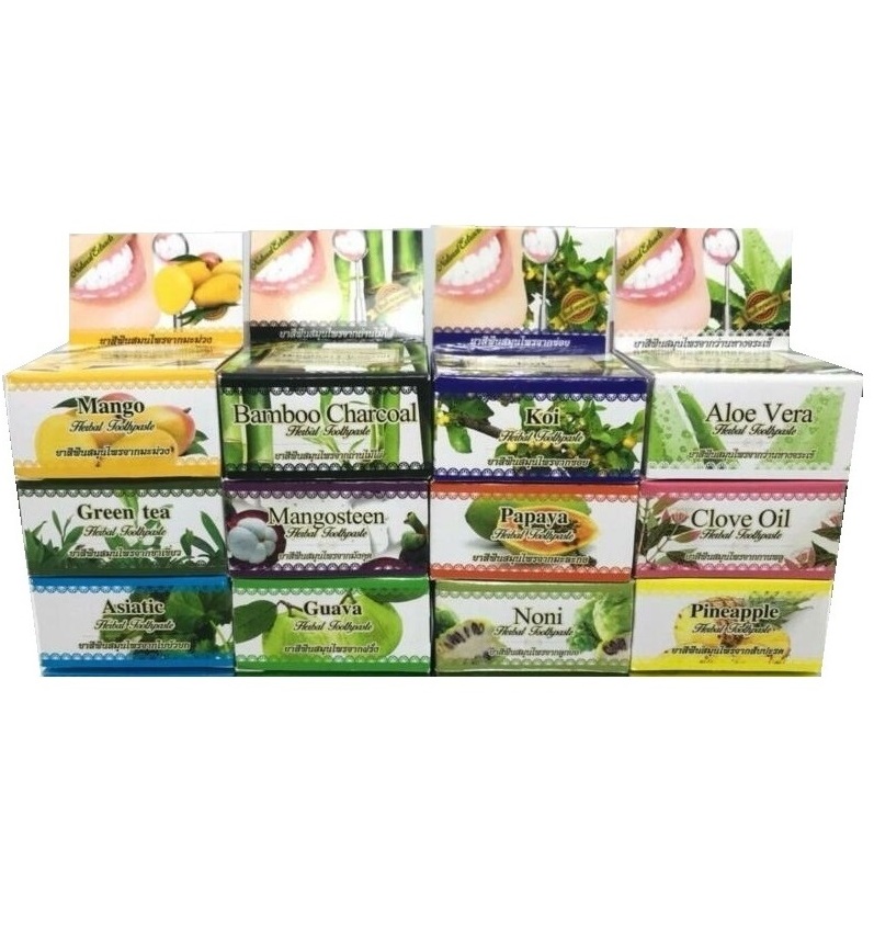 Набор из 12 тайских фруктовых и травяных круглых зубных паст Rochjana